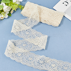 5ヤードのフラットコットンレースリボン  DIYのジュエリーには  誕生日の結婚式のパーティーの装飾  フローラルホワイト  2-3/4インチ（70mm）  約5.00ヤード（4.57m）/セット&nbsp;OCOR-GF0004-71B-01