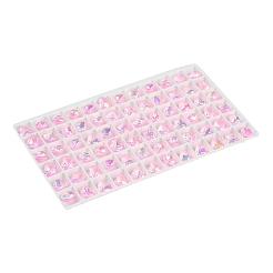ポイントガラスラインストーンカボション  模造トルマリン  多面カット  ハート  ピンク  8x8x5mm&nbsp;GGLA-S003-02A