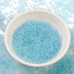 蓄光透明ガラスシードラウンドビーズ  穴なし/ドリルなし  グレードA  ディープスカイブルー  2~2.5mm  約10000個/袋&nbsp;GLAA-F124-D07-A