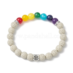 3Pcs Chakra Round Natural Gemstone Beaded Stretch Bracelets Sets&nbsp;BJEW-JB10953