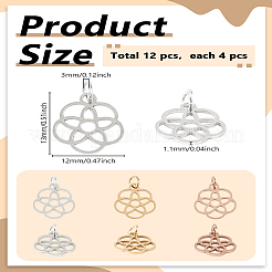 12Pcs 3 Colors 304 Stainless Steel Pendants&nbsp;STAS-LP0003-58