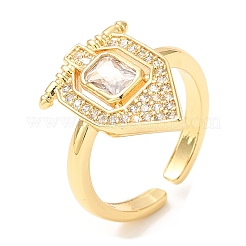 Cubic Zirconia Wide Open Cuff Ring&nbsp;RJEW-A018-01G