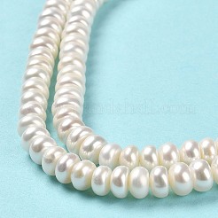 天然養殖淡水パールビーズ連売り  グレード5 A  ロンデル  パパイヤホイップ  6~7x4~4.5mm  穴：0.8mm  約88個/連  14.09''（35.8センチメートル）&nbsp;PEAR-J007-08