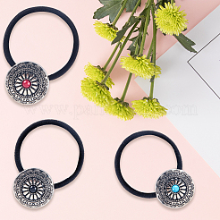 6色の合金ヘアタイ3個  ナイロンコード付き  イミテーションターコイズ付き  アンティークローズゴールド  30mm  2個/カラー&nbsp;DIY-CY0001-80B