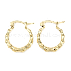 真鍮製フープピアス  竹  18KGP本金メッキ  23.5x21x3mm&nbsp;EJEW-D348-01G