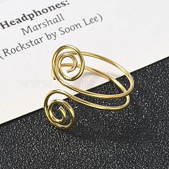 304 Stainless Steel Round Wrap Open Cuff Rings for Women Men&nbsp;RJEW-Z071-02B-G