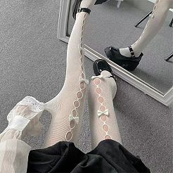 Nylon Hollow Bowknot Fishnet Pantyhose&nbsp;AJEW-WH20060-44