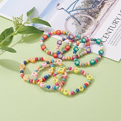 Round Natural Wood Beads Stretch Bracelets&nbsp;BJEW-JB06596