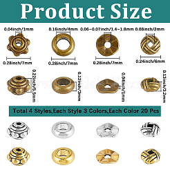 240Pcs 12 Styles Tibetan Style Alloy Spacer Beads&nbsp;TIBE-SC0002-59C