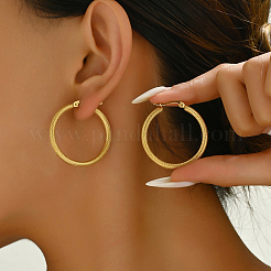 Stainless Steel Textured Hoop Earrings&nbsp;SR7356