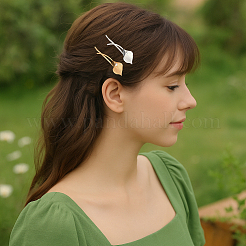 9色のアイロンヘアピン3個  女性の女の子のためのヘアアクセサリー  模造パールと  オランダカイウユリ  ミックスカラー  75x24.5x11mm  3個/カラー&nbsp;PHAR-HY0001-12