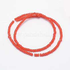 オペークガラスビーズ連売り  多面カット  ロンデル  レッドオレンジ  2.3~2.7x1.5mm  穴：0.5mm  約150~155個/連  32~33cm&nbsp;LS-EGLA-J144-NB03