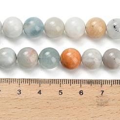 天然石アクアマリンビーズ連売り  ラウンド  スムーズ  9.5~10mm  穴：1mm  約38~39個/連  14.96''~15.20''（38~38.6センチメートル）&nbsp;G-F591-29A-10mm-04