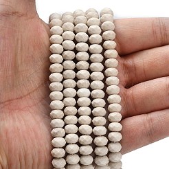 天然石ペトリファイドウッドビーズ連売り  多面カット  ロンデル  8x5.5mm  穴：1.2mm  約69個/連  15.16''（38.5センチメートル）&nbsp;G-Z111-A37