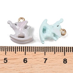 合金エナメルチャーム  象のチャーム  ゴールドカラー  ミックスカラー  14x14x7mm  穴：1.5mm&nbsp;ENAM-A012-12G