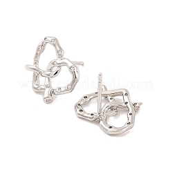 女性のための真鍮のスタッドピアス  鉛フリー＆カドミウムフリー  ハート  プラチナ  15x13mm&nbsp;EJEW-U015-22P-01