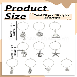 20Pcs 10 Styles Alloy Wine Glass Charms&nbsp;AJEW-LP00014