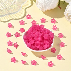 分厚いマゼンタ透明つや消しの花のアクリルビーズ  サイズ：直径約13mm  厚さ7mm  穴：1mm&nbsp;X-PL560-14