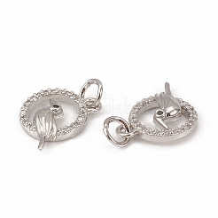 Brass Micro Pave Cubic Zirconia Bird Charms&nbsp;KK-E068-VB315