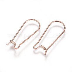 イオンプレーティング（IP）304ステンレススチールフープピアス金具腎臓耳ワイヤー  ローズゴールド  25x10x0.7mm  21ゲージ&nbsp;STAS-L216-22B-RG