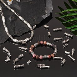 150個15スタイルチベットスタイルアロイチューブビーズ  鉛フリー＆カドミウムフリー  アンティークシルバー  8.5~22.5x3~7mm  穴：1.5~4mm  10個/スタイル&nbsp;FIND-SZ0001-16-RS