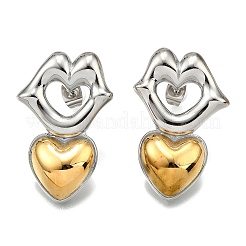 304 Stainless Steel Two-tone Stud Earrings for Women&nbsp;EJEW-R023-01GP-05