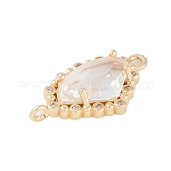 Golden Plated Brass Pave Clear Cubic Zirconia Connector Charms&nbsp;KK-L218-002G-01
