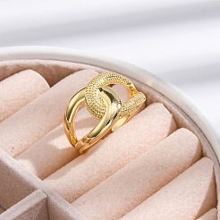 女性用ラックメッキ真鍮カフ指輪  カドミウムフリー＆鉛フリー  長持ちするプレート  18KGP本金メッキ  13mm  調整可能&nbsp;RJEW-M028-06G