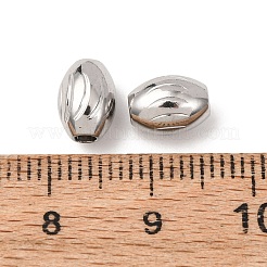 テクスチャ加工された304ステンレススチールビーズ  オーバル  ステンレス鋼色  8x6mm  穴：2mm&nbsp;STAS-I358-11P-01