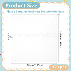 プラスチック製ブーケ鮮度保存袋50個  新鮮な花の水袋  正方形  透明  303x295x0.2mm&nbsp;DIY-WH0899-601A