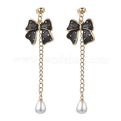 Alloy Enamel Bowknot Dangle Stud Earrings&nbsp;EJEW-JE06645-01
