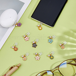 10 個のプラスチックモバイル防塵プラグ  花  合金エナメルペンダント付き  ミックスカラー  26~30mm  10個/セット&nbsp;HJEW-WH00148