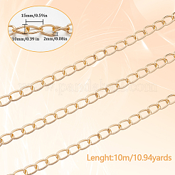 10mアルミカーブチェーン  溶接されていない  スプールで  ゴールドカラー  15x10x2mm&nbsp;CHA-SC0001-03G