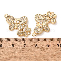 Brass Micro Pave Clear Cubic Zirconia Connector Charms&nbsp;CU-CBA4579-01G-C