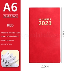 2023 か月分のタブが付いたノートブック 12 冊  ウィークリー & マンスリー & デイリー pu カバー プランナー  スケジューリング用  レッド  175x98x9mm&nbsp;LS-AJEW-A043-02A