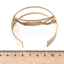 304ステンレススチール製マルチチェーンオープンカフバングル  女性用幅広バングル  ゴールドカラー  内径：1.93x2.32インチ（4.9x5.9cm）&nbsp;BJEW-K264-06G