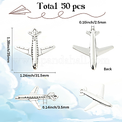 50Pcs Tibetan Style Alloy Airplane Pendants&nbsp;FIND-SC0018-08