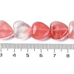 チェリークォーツガラスビーズ連売り  ハート  14~14.5x13.5~14x6~6.5mm  穴：1mm  約28個/連  15.16''（38.5センチメートル）&nbsp;G-I372-A02-02
