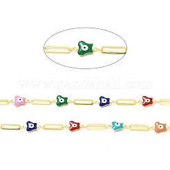 Handmade Eco-friendly Brass Enamel Butterfly with Evil Eye Link Chain&nbsp;CHC-I045-08G