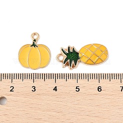 合金エナメルチャーム  花とフルーツのチャーム  ライトゴールド  きいろ  13~36x8~23x1~3mm  穴：1.1~4mm  30個/セット&nbsp;FIND-M058-02KCG