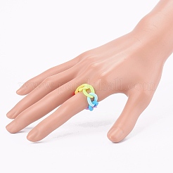 不透明なアクリルカーブチェーンフィンガー指輪  カラフル  USサイズ9  内径：19mm&nbsp;RJEW-JR00325