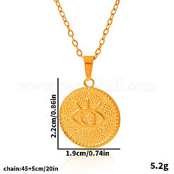 304ステンレススチール製ディスクとアイペンダントネックレス（女性用）  18KGP本金メッキ  17.72インチ（45cm）&nbsp;ME7460-2