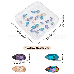 24pcs 4 Colors Faceted Teardrop K9 Glass Rhinestone Cabochons&nbsp;RGLA-CA0001-04