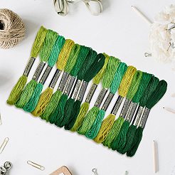 2本撚りコットン刺繍糸 6袋  クロスステッチ糸  DIY縫製用  グリーン  1.2mm  約8.20ヤード（7.5m）/かせ  8色  1 かせ/色  8 かせ/バッグ&nbsp;DIY-DJ0005-18B