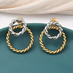304 Stainless Steel Twised Ring Stud Earrings&nbsp;EJEW-K268-57G