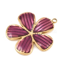 304ステンレスペンダント  エナメル  花のチャーム  ゴールドカラー  カメリア  34x31.5x3mm  穴：2.2mm&nbsp;LS-STAS-H249-04G-01
