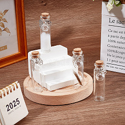 4Pcs Transparent Glass Empty Bottles with Alloy Feather and Paw Print Charms&nbsp;AJEW-DR00041