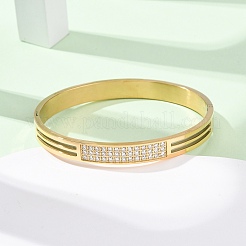 304 Stainless Steel Micro Pave Clear Cubic Zirconia Bangles for Women&nbsp;BJEW-B161-01G