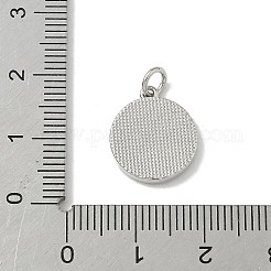 真鍮パヴェ天然シェルフラットラウンド、文字チャーム付き  プラチナ  長持ちメッキ  鉛フリー＆カドミウムフリー  ラックめっき  貝殻色  文字e  15x13x2mm  穴：3mm&nbsp;KK-Z115-13P-E