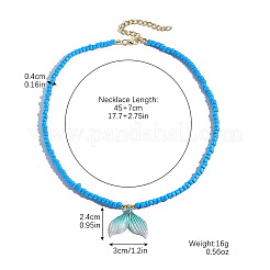 Summer Beach Natural Shell Pendant Glass Seed Beaded Necklaces for Women&nbsp;FS-WGEF253-14